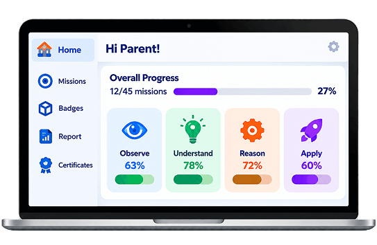 Parent dashboard on a laptop